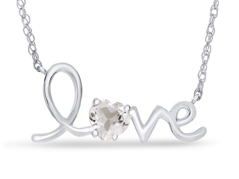 FJC Finejewelers Sterling Silver 18 Inch Love Necklace with 5mm Heart Shape White Topaz