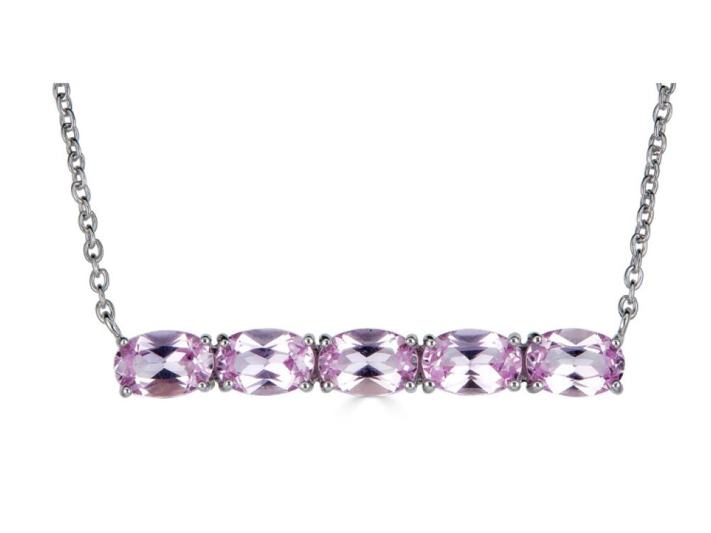 FJC Finejewelers Sterling Silver Necklace Pendant with 5 Oval Created Pink Sapphire Stones