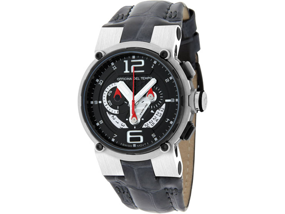 Officina Del Tempo Racing 44mm Chronograph Leather Band (OT1051/1440NWG) Made in Italy
