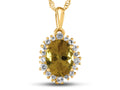 FJC Finejewelers 10k Yellow Gold Oval Citrine with White Topaz accent stones Halo Pendant Necklace