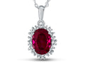 FJC Finejewelers 10k White Gold Oval Created Ruby with White Topaz accent stones Halo Pendant Necklace