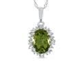 FJC Finejewelers 10k White Gold Oval Peridot with White Topaz accent stones Halo Pendant Necklace
