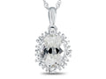 FJC Finejewelers 10k White Gold Oval White Topaz with White Topaz accent stones Halo Pendant Necklace