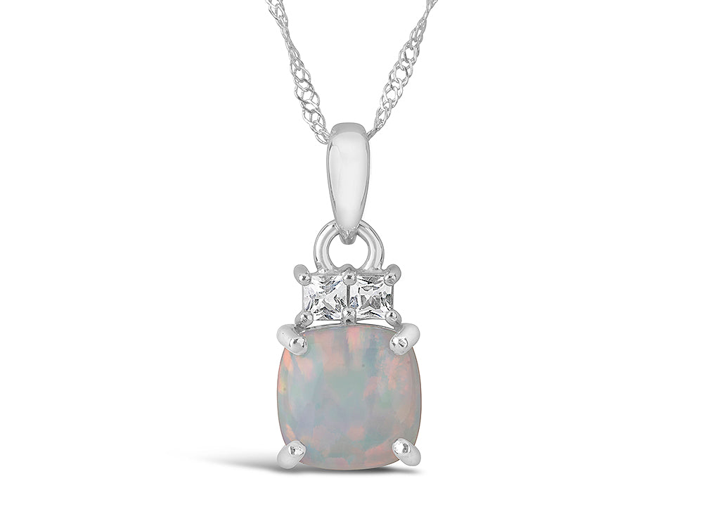 FJC Finejewelers 10k White Gold 7mm Cushion-Cut Created Opal Pendant Necklace