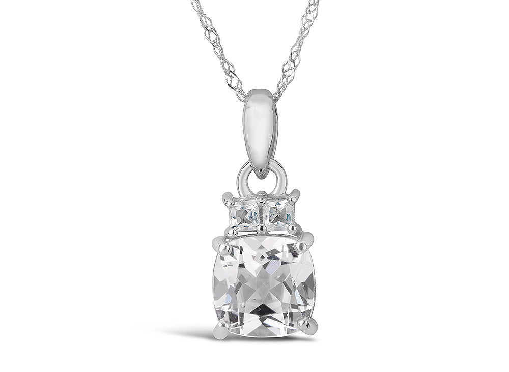FJC Finejewelers 10k White Gold 7mm Cushion-Cut White Topaz Pendant Necklace