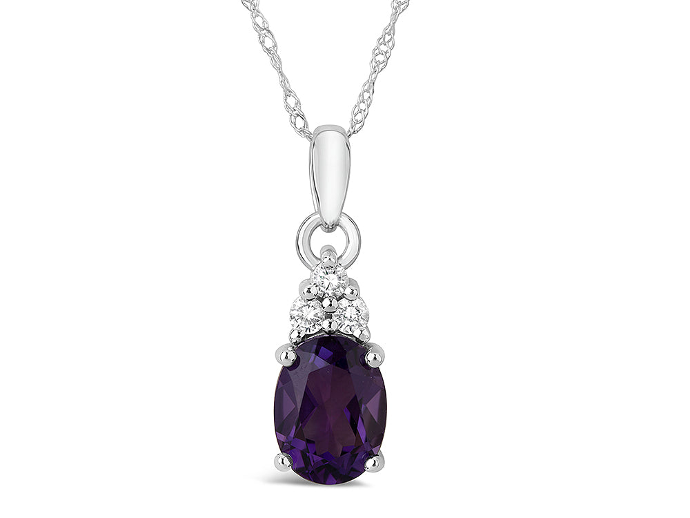 FJC Finejewelers 10k White Gold 8x6mm Oval Amethyst Pendant Necklace