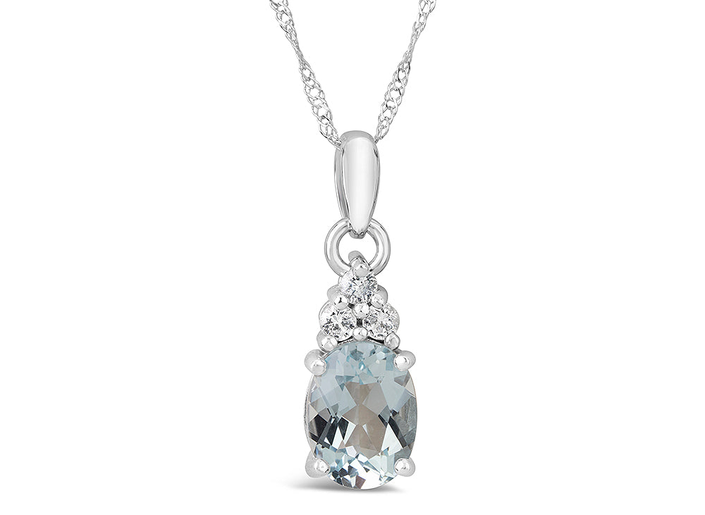 FJC Finejewelers 10k White Gold 8x6mm Oval Aquamarine Pendant Necklace