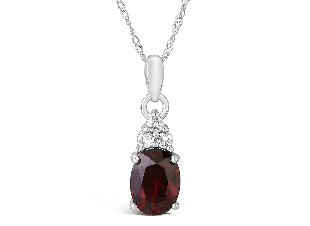 FJC Finejewelers 10k White Gold 8x6mm Oval Garnet Pendant Necklace