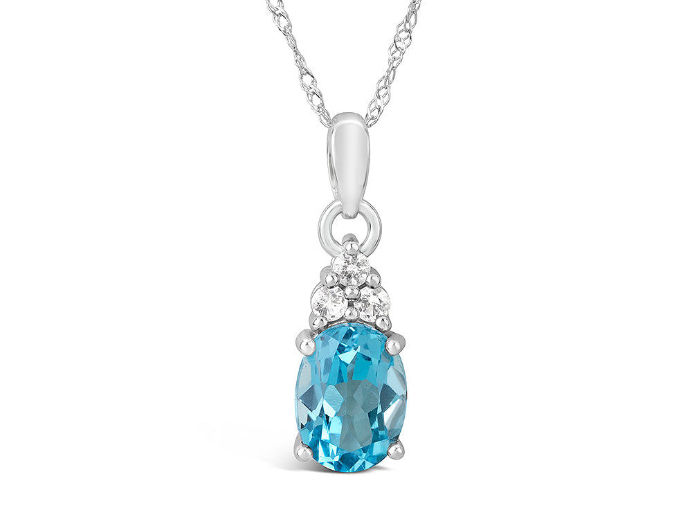 FJC Finejewelers 10k White Gold 8x6mm Oval Swiss Blue Topaz Pendant Necklace