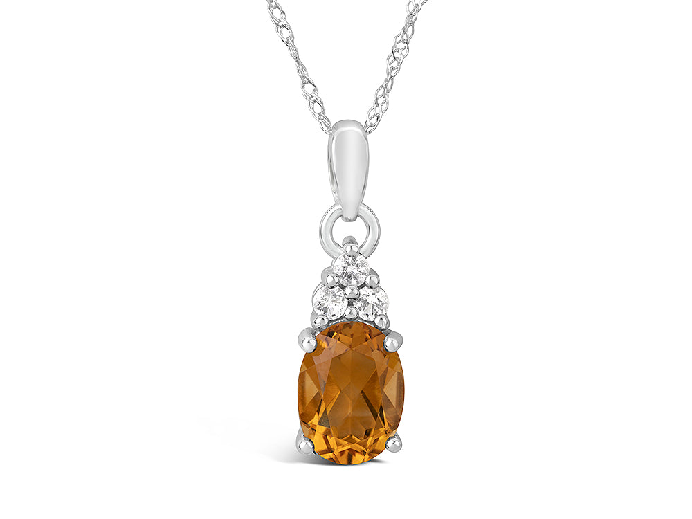 FJC Finejewelers 10k White Gold 8x6mm Oval Citrine Pendant Necklace