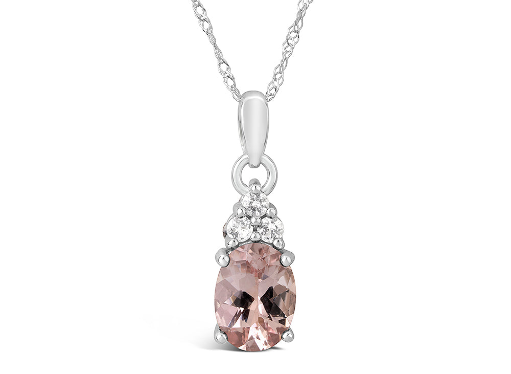 FJC Finejewelers 10k White Gold 8x6mm Oval Morganite Pendant Necklace