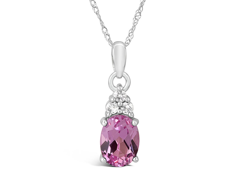 FJC Finejewelers 10k White Gold 8x6mm Oval Created Pink Sapphire Pendant Necklace