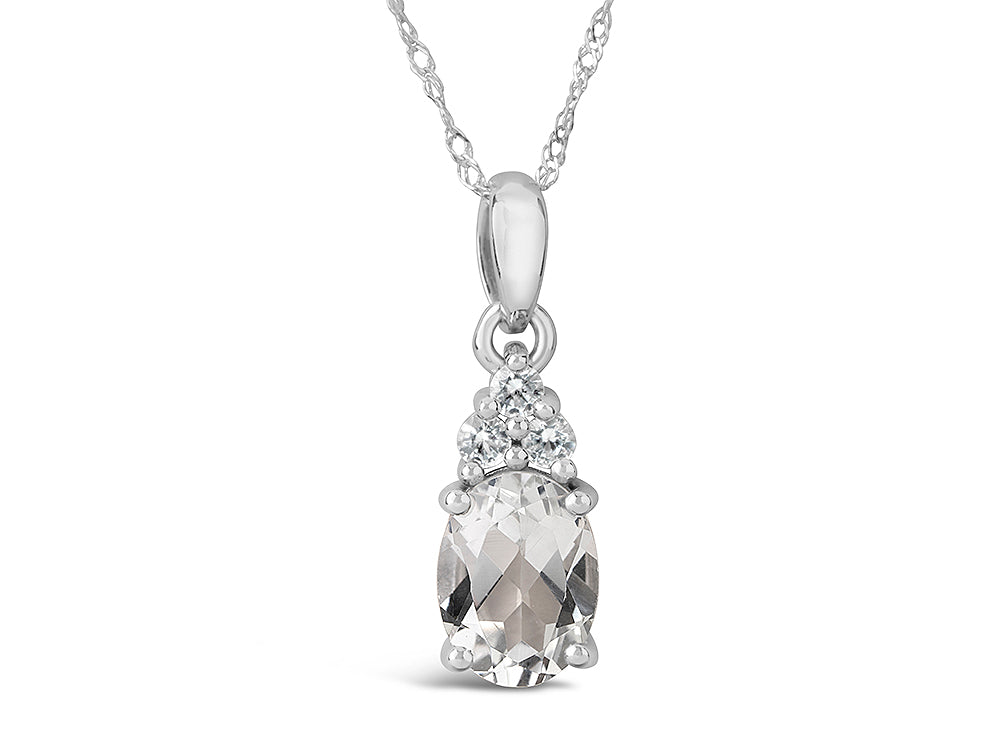 FJC Finejewelers 10k White Gold 8x6mm Oval White Topaz Pendant Necklace