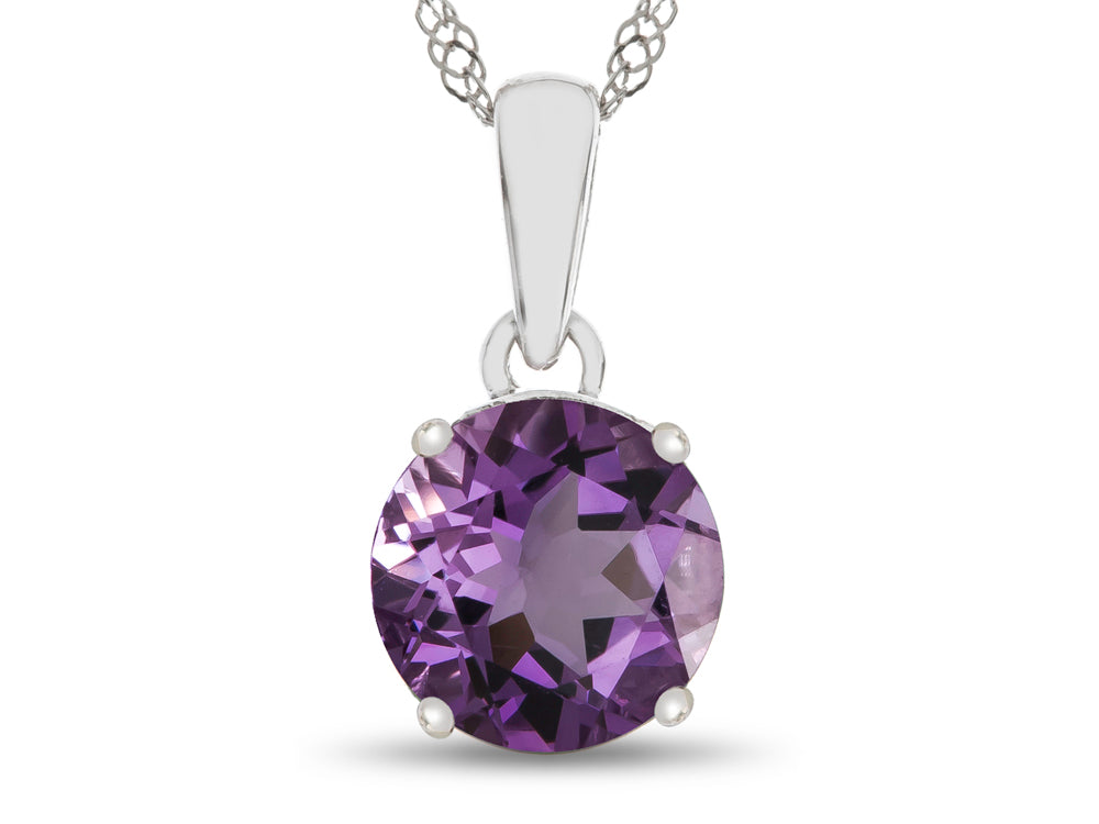 FJC Finejewelers 10k White Gold 7mm Round Amethyst Pendant Necklace