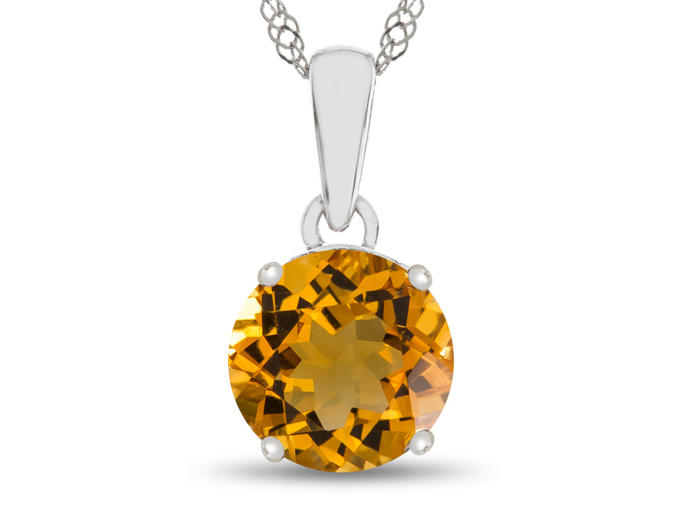 FJC Finejewelers 10k White Gold 7mm Round Citrine Pendant Necklace