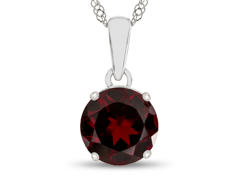 FJC Finejewelers 10k White Gold 7mm Round Garnet Pendant Necklace