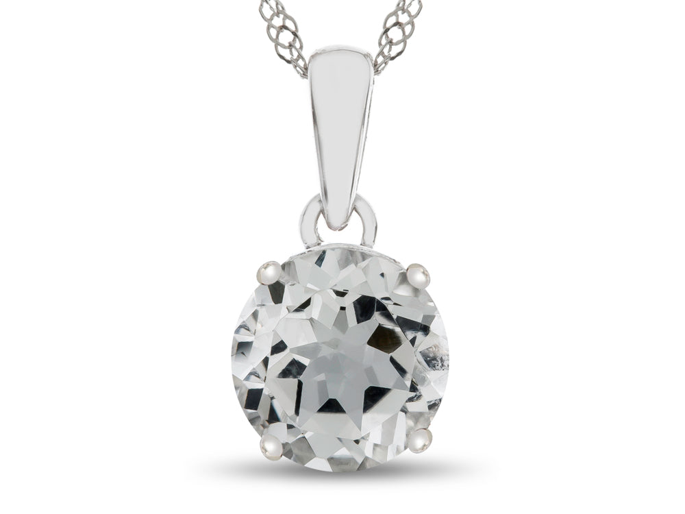 FJC Finejewelers 10k White Gold 7mm Round White Topaz Pendant Necklace