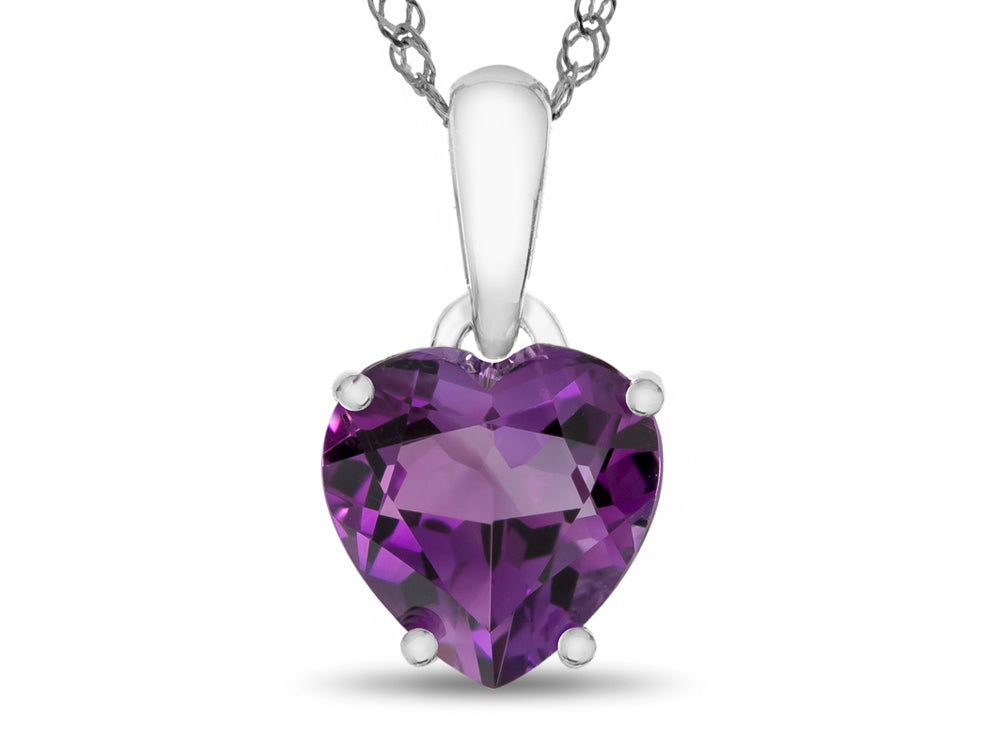 FJC Finejewelers 10k White Gold 7mm Heart Shaped Amethyst Pendant Necklace