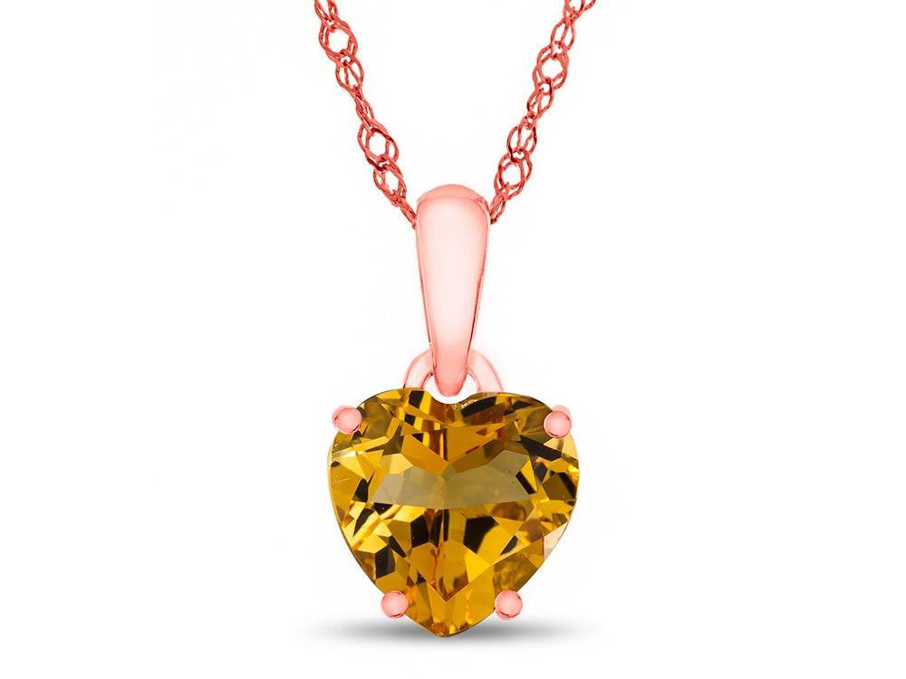 FJC Finejewelers 10k Rose Gold 7mm Heart Shaped Citrine Pendant Necklace