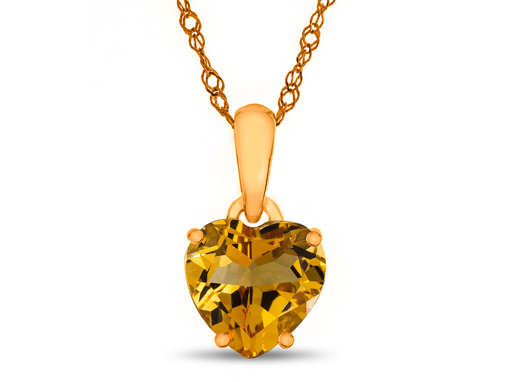 FJC Finejewelers 10k Yellow Gold 7mm Heart Shaped Citrine Pendant Necklace