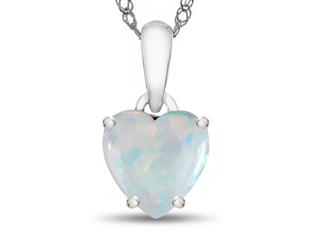 FJC Finejewelers 10k White Gold 7mm Heart Shaped Created Opal Pendant Necklace