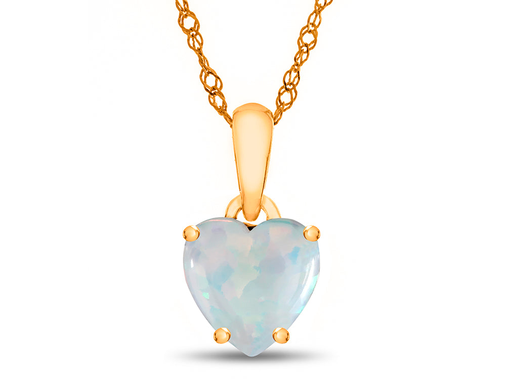FJC Finejewelers 10k Yellow Gold 7mm Heart Shaped Created Opal Pendant Necklace