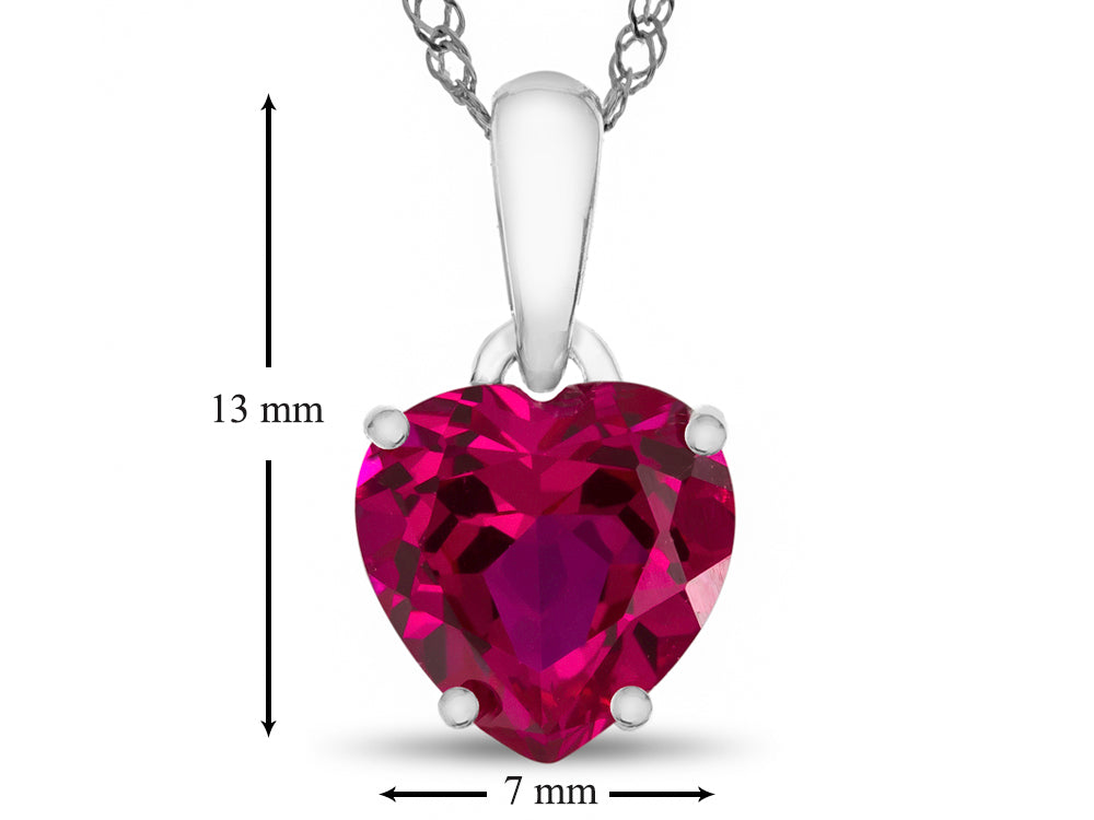 FJC Finejewelers 10k White Gold 7mm Heart Shaped Created Ruby Pendant Necklace