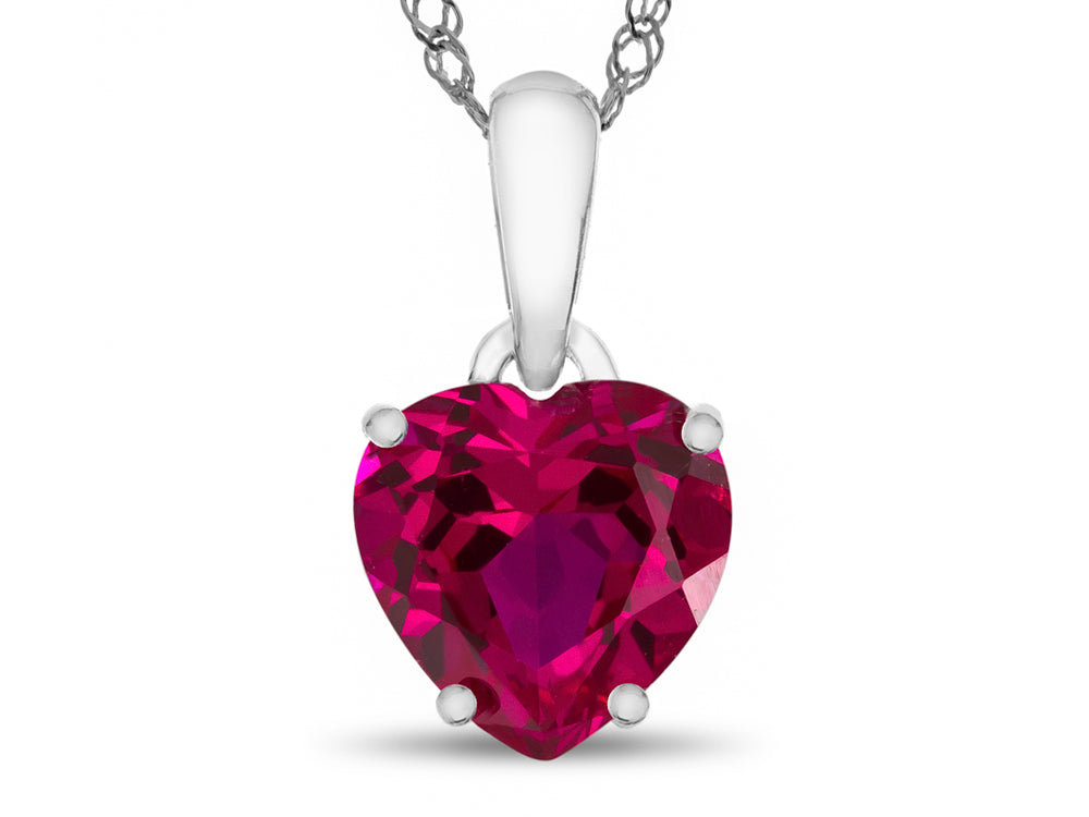FJC Finejewelers 10k White Gold 7mm Heart Shaped Created Ruby Pendant Necklace