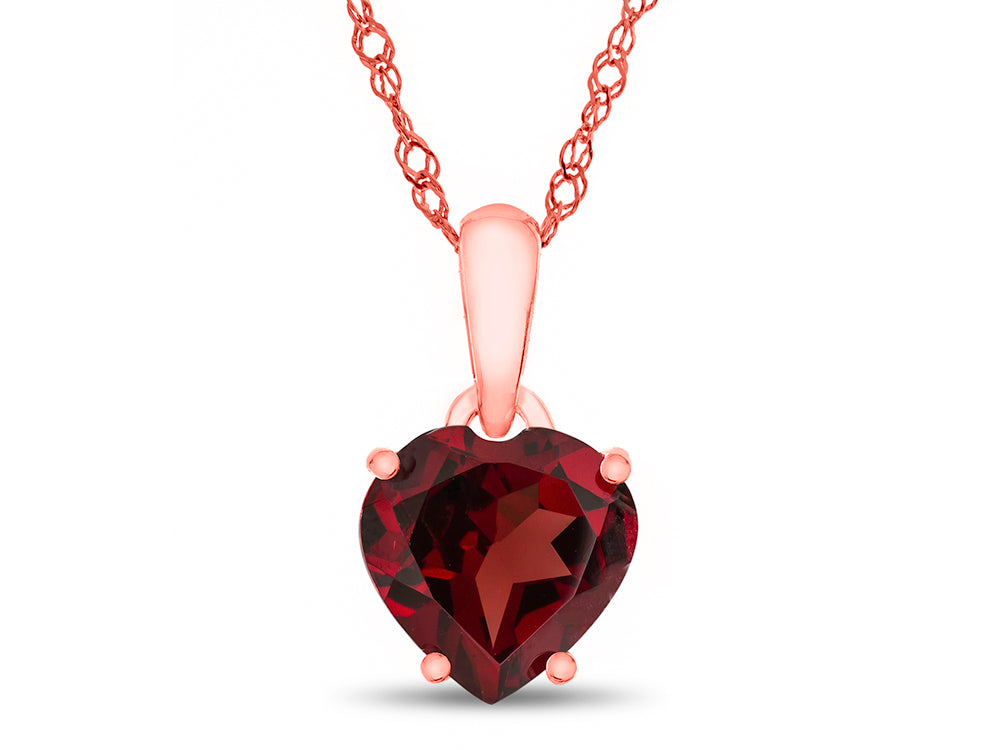 FJC Finejewelers 10k Rose Gold 7mm Heart Shaped Garnet Pendant Necklace