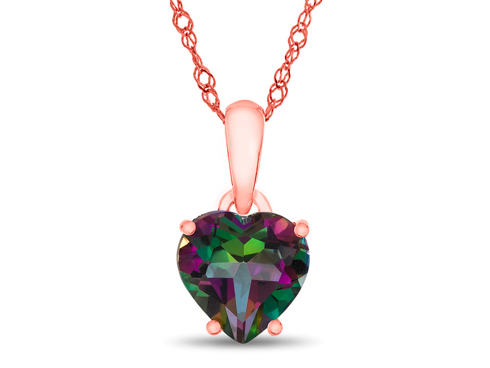 FJC Finejewelers 10k Rose Gold 7mm Heart Shaped Mystic Topaz Pendant Necklace