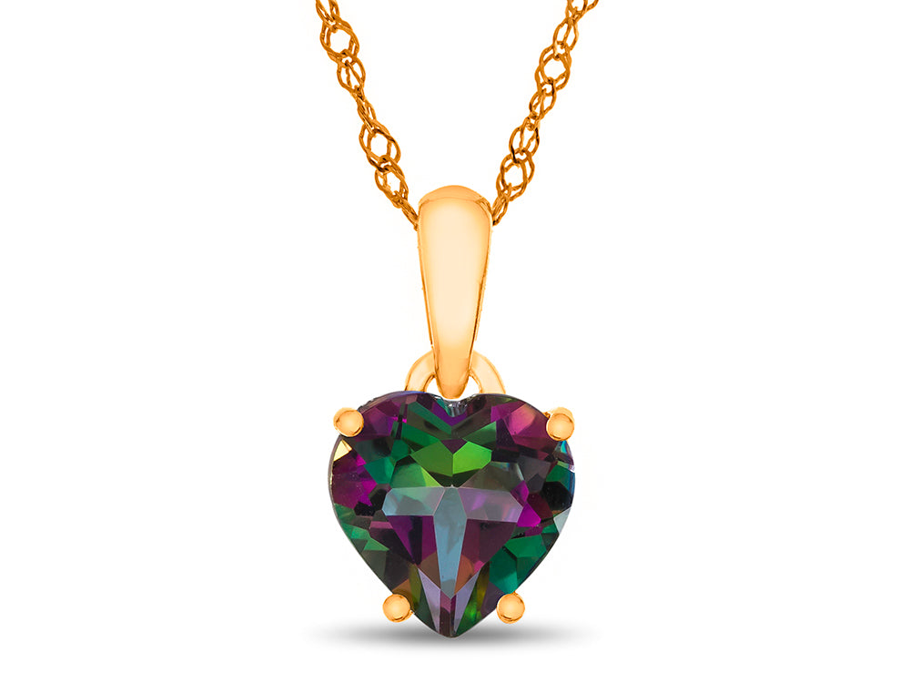 FJC Finejewelers 10k Yellow Gold 7mm Heart Shaped Mystic Topaz Pendant Necklace