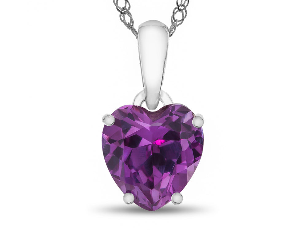FJC Finejewelers 10k White Gold 7mm Heart Shaped Simulated Alexandrite Pendant Necklace