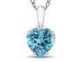 FJC Finejewelers 10k White Gold 7mm Heart Shaped Swiss Blue Topaz Pendant Necklace