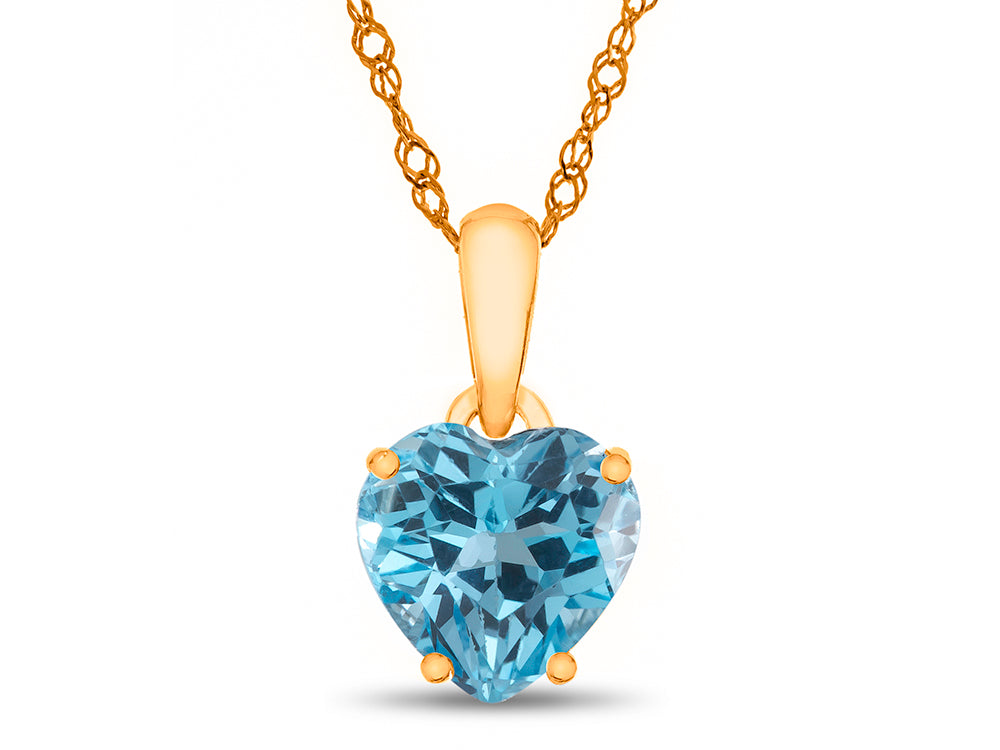FJC Finejewelers 10k Yellow Gold 7mm Heart Shaped Swiss Blue Topaz Pendant Necklace