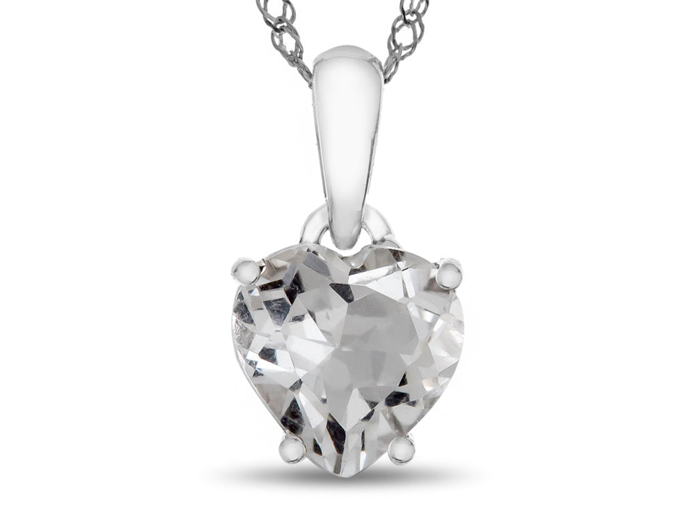 FJC Finejewelers 10k White Gold 7mm Heart Shaped White Topaz Pendant Necklace