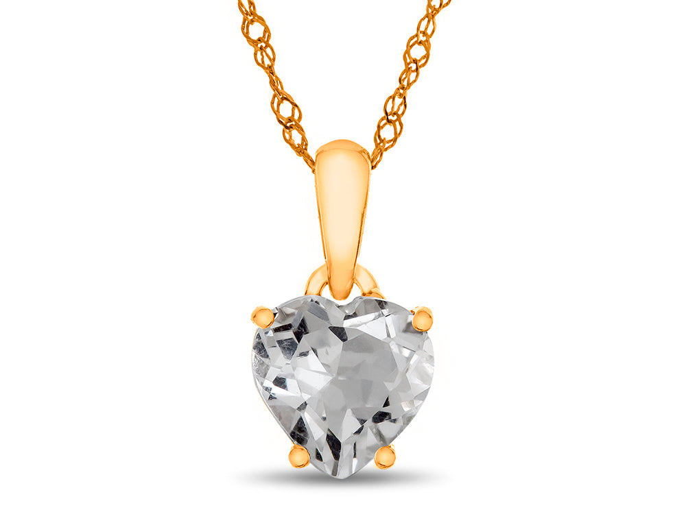 FJC Finejewelers 10k Yellow Gold 7mm Heart Shaped White Topaz Pendant Necklace