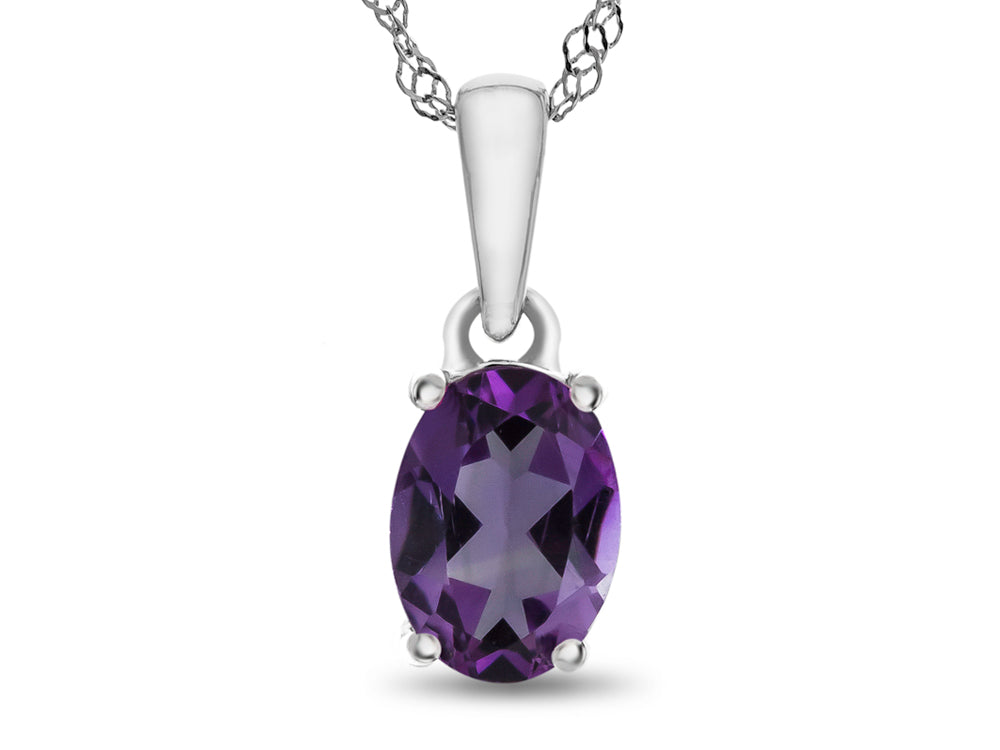 FJC Finejewelers 10k White Gold 7x5mm Oval Amethyst Pendant Necklace