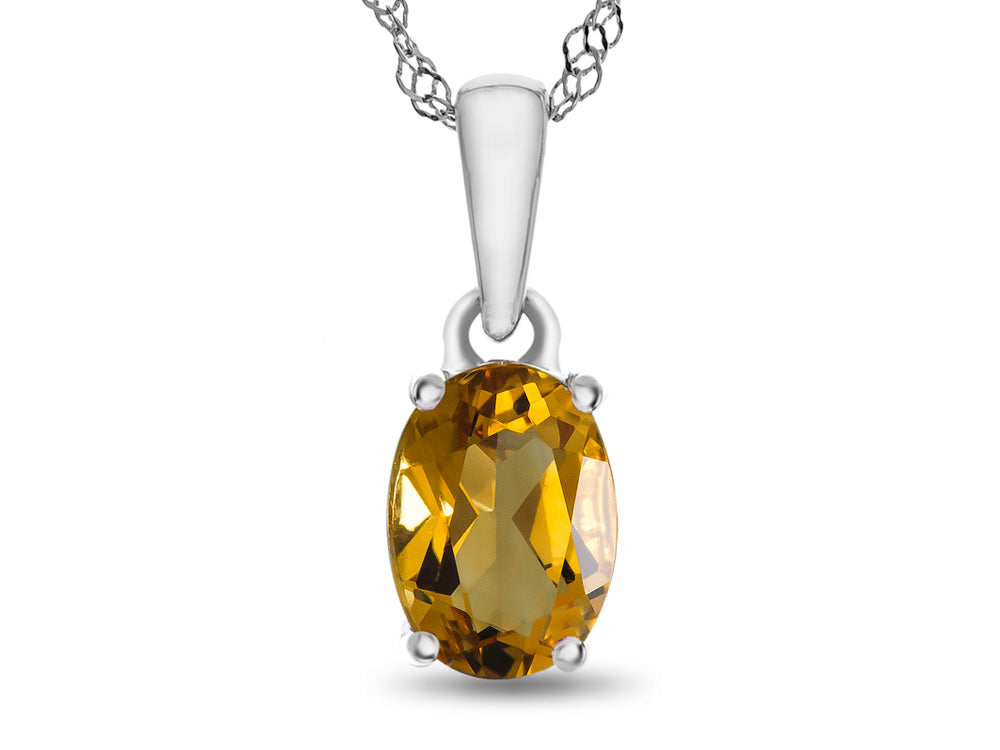 FJC Finejewelers 10k White Gold 7x5mm Oval Citrine Pendant Necklace