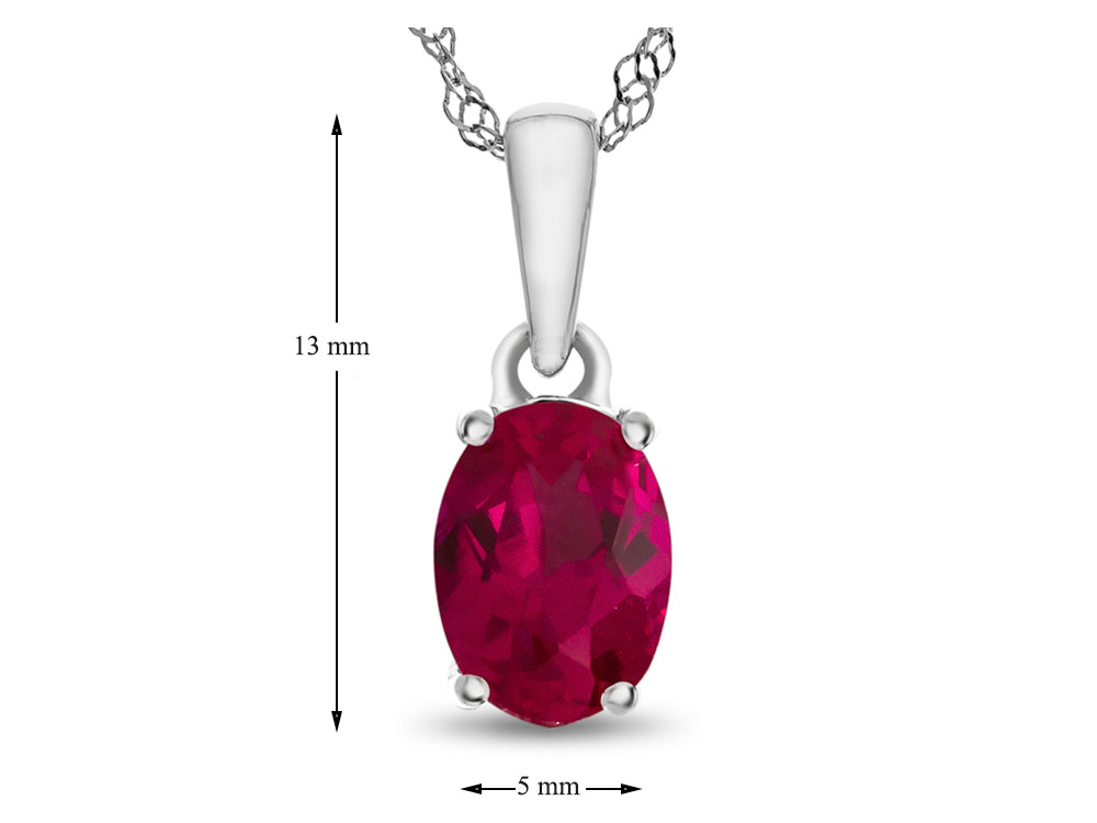 FJC Finejewelers 10k White Gold 7x5mm Oval Created Ruby Pendant Necklace