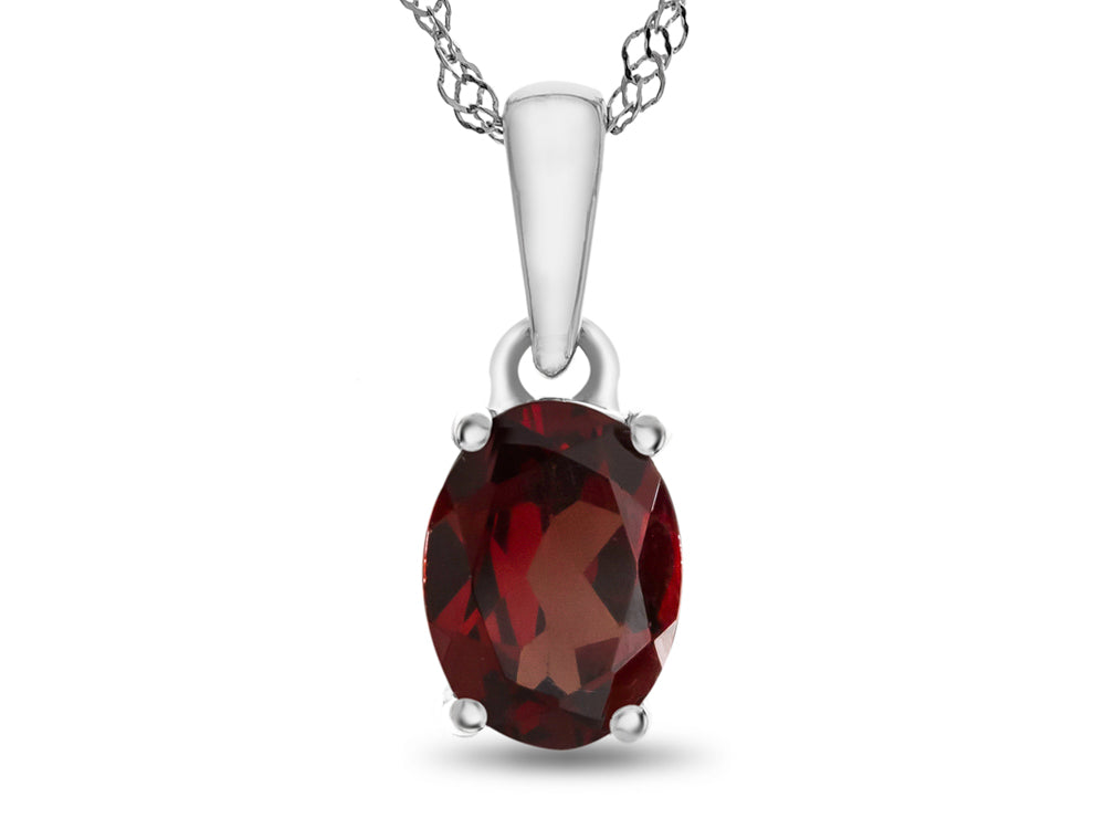 FJC Finejewelers 10k White Gold 7x5mm Oval Garnet Pendant Necklace