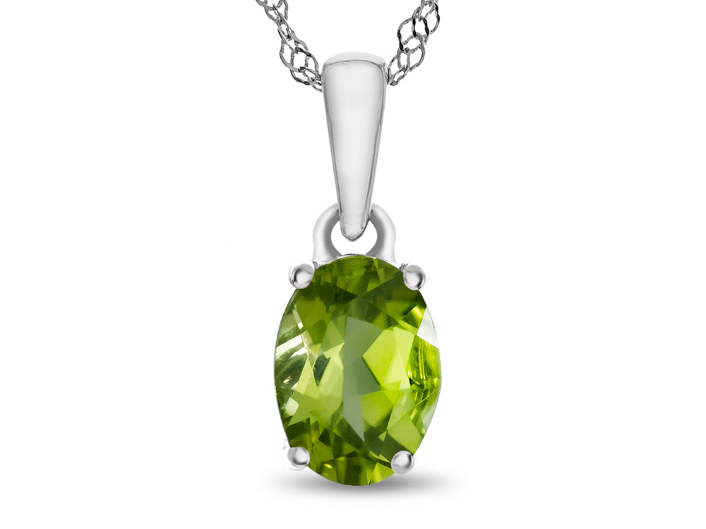 FJC Finejewelers 10k White Gold 7x5mm Oval Peridot Pendant Necklace