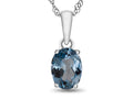 FJC Finejewelers 10k White Gold 7x5mm Oval Simulated Aquamarine Pendant Necklace