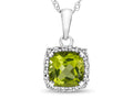 FJC Finejewelers 10k White Gold 6mm Cushion-Cut Peridot with White Topaz accent stones Halo Pendant Necklace