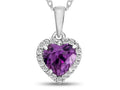 FJC Finejewelers 10k White Gold 6mm Heart Simulated Alexandrite with White Topaz Halo Pendant Necklace