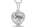 FJC Finejewelers 10k White Gold 6mm Heart Shaped White Topaz with White Topaz accent stones Halo Pendant Necklace