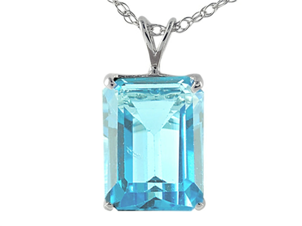FJC Finejewelers 18x13mm Antique Shaped Octagon Blue Topaz Pendant Necklace- 18 Inch Rope Chain Included