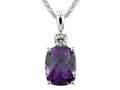FJC Finejewelers 9x7mm Antique Shaped Amethyst and White Topaz Pendant Necklace- 18 Inch Chain Included