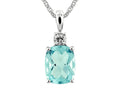 FJC Finejewelers 9x7mm Antique Shaped Blue Topaz and White Topaz Pendant Necklace- 18 Inch Chain Included