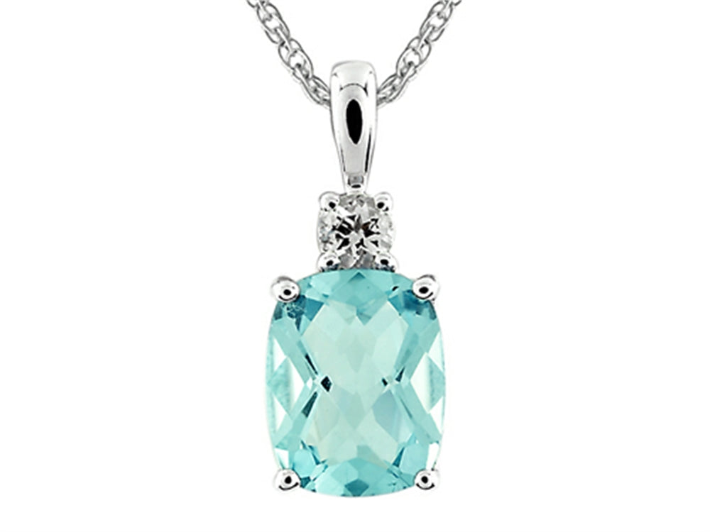 FJC Finejewelers 9x7mm Antique Shaped Blue Topaz and White Topaz Pendant Necklace- 18 Inch Chain Included