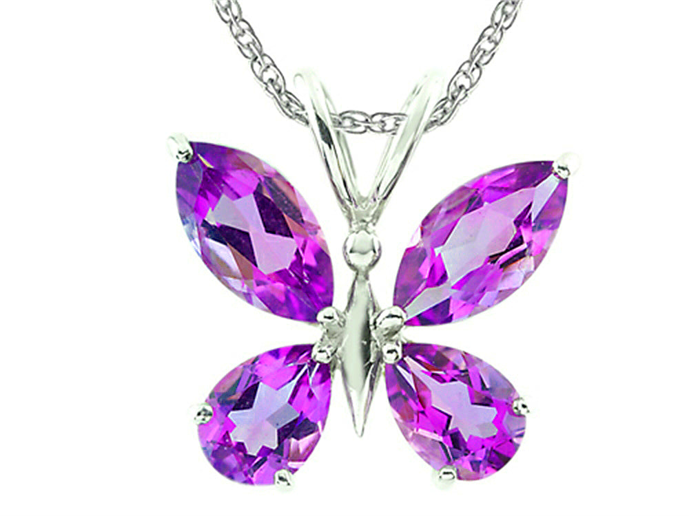 FJC Finejewelers Marquise and Pear Shaped Amethyst Butterfly Pendant Necklace with Rope Chain
